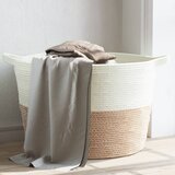  Košara za rublje sivo-bijela Ø 60 x 36 cm pamučna | shoptok.hr