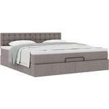 vidaXL Otomanski posteljni okvir z vzmetnico taupe 160x200 cm blago | Shoptok.si