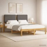  Krevetni okvir s tapiciranim uzglavljem - Bijelo prana i svijetlosiva 140 x 190 cm | shoptok.hr