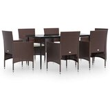  7-dijelni vrtni blagovaonski set s jastucima smeđe-crni | shoptok.hr