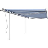 vidaXL Ročno zložljiva tenda s stebrički 4x3 m modra in bela Cene
