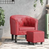  Fotelja od umjetne kože s osloncem za noge crvena boja vina | shoptok.hr