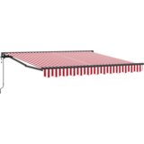 vidaXL Retraktilna tenda Rdeča in bela črta 300x250 cm Metal | Shoptok.si