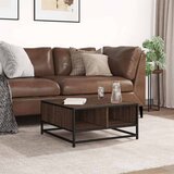  Stolić za kavu smeđa boja hrasta 60,5x60,5x30 cm drvo i metal | shoptok.hr