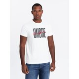 Ombre Men's cotton T-shirt with delicate embroidery - cream | shoptok.hr