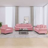  3-dijelni set sofa s jastucima ružičasti baršunasti | shoptok.hr