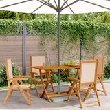 Maison Chic Nastavljivi vrtni stoli - Stol za vrt 4 kosi bež blago in trden les JS107, (21877938) | Shoptok.si