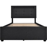 Lumor Postelja s predalom 90x200 cm iz lana z LED + 2 predala + lesenimi letvicami - Črna, (22156158) | Shoptok.si