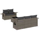  6-dijelni set vrtnih sofa od poliratana s jastucima sivi | shoptok.hr