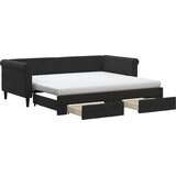  Dnevni krevet na razvlačenje s ladicama crni 90 x 190 cm baršun | shoptok.hr