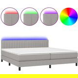  Krevet box spring s madracem LED svjetlosivi 200x200 cm tkanina | shoptok.hr
