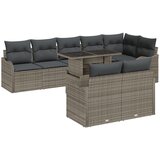 vidaXL 9-dijelni set vrtne sofe s jastučićima Sivi poliratan, 2-sjedalna sofa za vrt s jastučićima Sivi poliratan Cijene