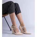 Gemre Beige patent wedge pumps with buckles Vizario | Shoptok.si