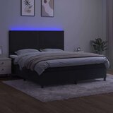 vidaXL Krevet box spring s madracem LED crni 160x200 cm baršun | shoptok.hr