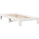 vidaXL Posteljni okvir brez vzmetnice bel 100x200 cm trdna borovina | Shoptok.si