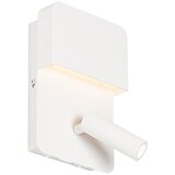 QAZQA Moderna stenska svetilka bela z LED z USB in bralno svetilko - Robin Cene