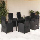  7-dijelni vrtni blagovaonski set s jastucima crni od poliratana | shoptok.hr
