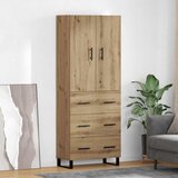 vidaXL Visok predalnik 2 pcs Umetni hrast Inženirski les in steklo | Shoptok.si