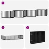  Vrata za pse s vratašcima 8 panela sklopiva 640 cm drvo topole Crna 80 x 60 x 2 cm | shoptok.hr