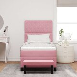  Postelja z vzmetnico z vzmetnico Roza 90 x 200 cm Žamet, (5000126945) | Shoptok.si