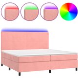 box spring s madracem LED ružičasti 200x200cm baršunasti | shoptok.hr