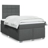 vidaXL Box spring postelja z vzmetnico temno siva 120x200 cm blago | Shoptok.si