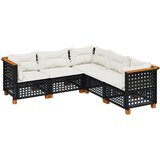 vidaXL Vrtna sedežna garnitura 5-delna z blazinami črn poli ratan, (21206819) | Shoptok.si