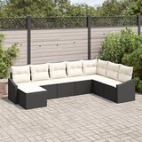 vidaXL 8-delni vrtni jedilni set z blazinami črn poli ratan | Shoptok.si