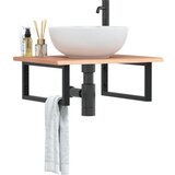 vidaXL Zidna polica za Lavabo - Umivaonik od čelika i masivne hrastovine | shoptok.hr