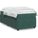vidaXL Box spring postelja z vzmetnico temno zelena 100x200 cm žamet | Shoptok.si