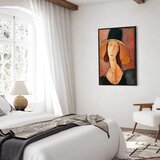  Slika - Amedeo Modigliani – Portrait of Jeanne Hebuterne in a Large Hat 80x120 U crnom drvenom okviru | shoptok.hr