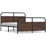 vidaXL Kovinski posteljni okvir brez vzmetnice rjavi hrast 160x200 cm | Shoptok.si
