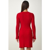  Women's Red Corded A-Line Knitwear Dress | Shoptok.si