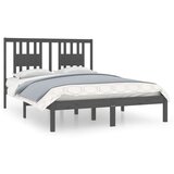  Posteljni okvir siv iz trdnega lesa 135x190 cm 4FT6, (20647392) | Shoptok.si