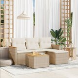 Maison Chic Seti vrtnega pohištva - Vrtna garnitura - Vrtni pohištvo set 5-delna z blazinami bež poli ratan, (21816051) | Shoptok.si