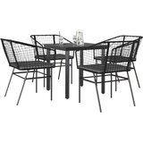 vidaXL Vrtna garnitura - 5-dijelni vrtni blagovaonski set s jastucima od crnog | shoptok.hr