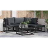 vidaXL Sjedeća garnitura za vrt 4 pcs Crna 213 x 141.5 x 71 cm | shoptok.hr