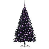 vidaXL Umjetna preddekorirana božićna jelka Črna 180 cm PVC | Shoptok.si