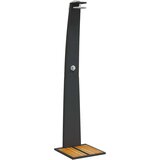 Vanjski tuš crni 55x60x224 cm od poliratana i bagremovog drva | shoptok.hr
