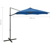  Konzolni suncobran sa stupom i LED svjetlima 300 cm azurnoplavi | shoptok.hr