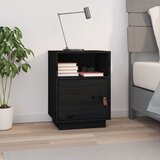 The Living Store Nočna omarica črna 40x34x55 cm trdna borovina - Nočna Omarica, (21432402) Cene