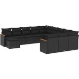 Maison Chic Seti vrtnega pohištva - Vrtna garnitura - Vrtni pohištvo set 12-delna z blazinami črn poli ratan, (21810262) | Shoptok.si