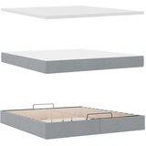 vidaXL Otomanski posteljni okvir z vzmetnico siv 160x200 cm blago | Shoptok.si
