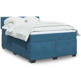 vidaXL Box spring postelja z vzmetnico temno modra 140x200 cm žamet Cene