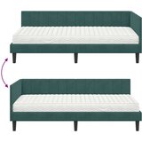 vidaXL Kotna postelja z vzmetnico Temno zelena 90 x 200 cm Žamet | Shoptok.si