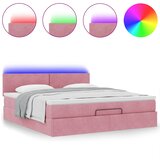  Otomanski krevet s madracem&LED ružičasti 180x200 cm baršunasti | Eponuda.com