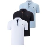 Dewberry TRIPLE SET T8560 MENS T-SHIRT-BLACK-WHITE-LIGHT BLUE Cijene