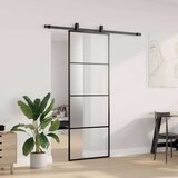 Klizna vrata s priborom crna 76 x 205 cm od ESG stakla | shoptok.hr