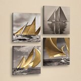Evila Originals Dekorativna večdelna slika Boats, 33 x 33 cm Cene