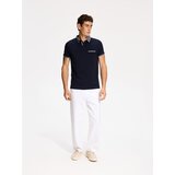 Reserved Slim polo-majica s visokim udjelom pamuka - mornarsko plava Cijene